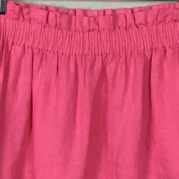 J. CREW Mini Skirt Sidewalk City Begonia Bright Pink Linen Pockets sz 4 Spring - Picture 4 of 11